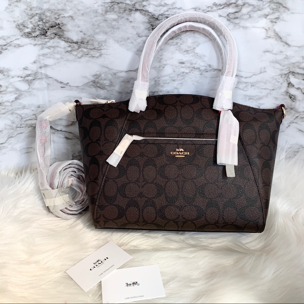 Coach Prairie Satchel Signature Canvas Brown Red - Picture 7 of 7